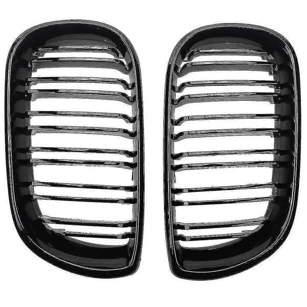 Bilfrontgrill för BMW 3-serie E46 4-dörrars blank svart 2st