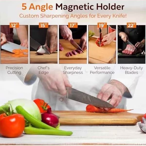 Rolling Knife Sharpener with Magnetic Angle 12–22°, Diamond and Ceramic Sharpening