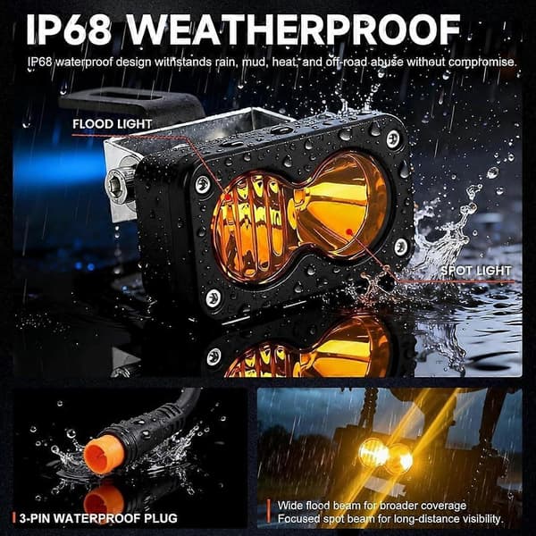 For Ridstar Q20/Q20 Lite/Q20 Pro LED-frontlys oppgraderingssett - Plug-and-Play frontlys, 20W, 6000-6500K gult lys