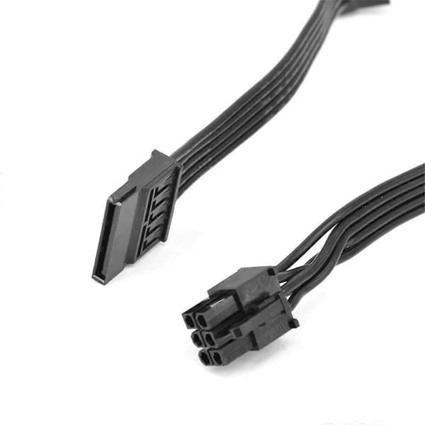 PCIe 6-pin 1 til 4 SATA 15-pin strømforsyningskabel