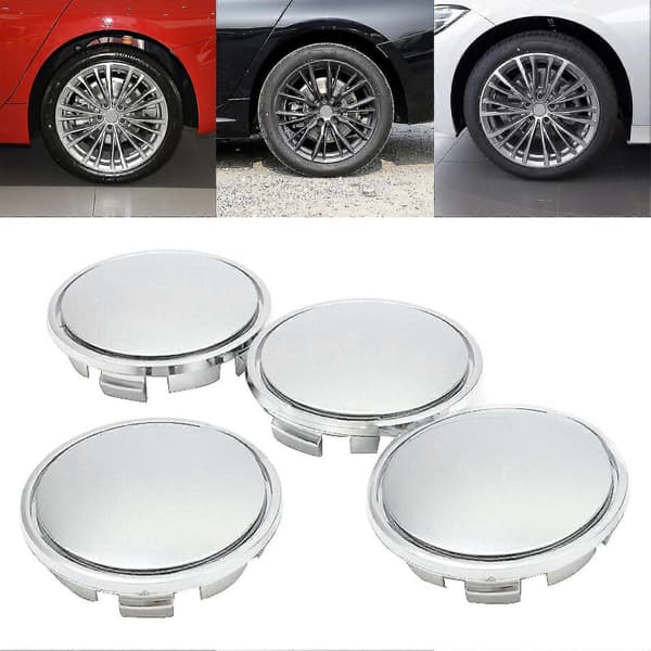 4st Bilhjulscentrumkåpa för SUV, Universal Plastfälgskydd Robust Design Silver
