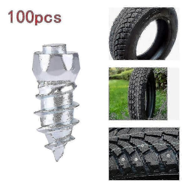 100 stk. 12 mm snødekkpigger for forbedret grep på bil-, SUV-, ATV- og UTV-dekk