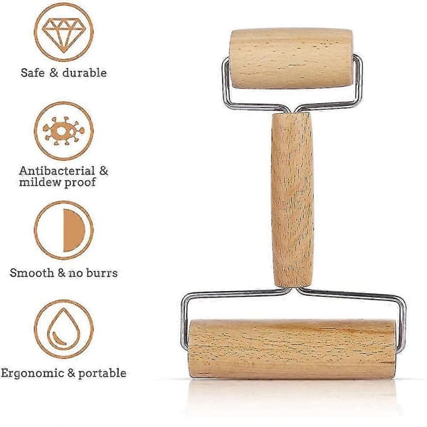 Kjevle i tre for baking av kaker og kjeks 30 cm