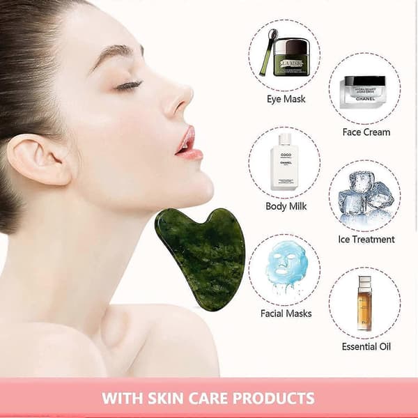 Gua Sha, Avancerad Gua Sha-sten, Ansiktsuppgradering Gua Sha, Gua Sha-sten Naturlig Jade 2 st