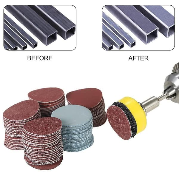 Sanding Discs Set, Pack of 100 Sandpapers with Sponge Pads