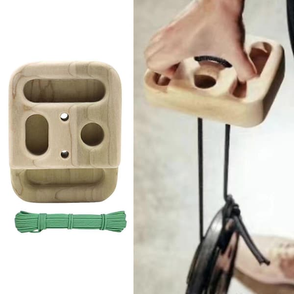 Klätterhängbräda med justerbart rep, trägrepp, fingerstyrketräning, resor