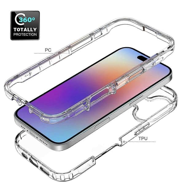 För iPhone 17 Skal TPU PC 2 i 1 Droppsäkert Klart Telefonfodral