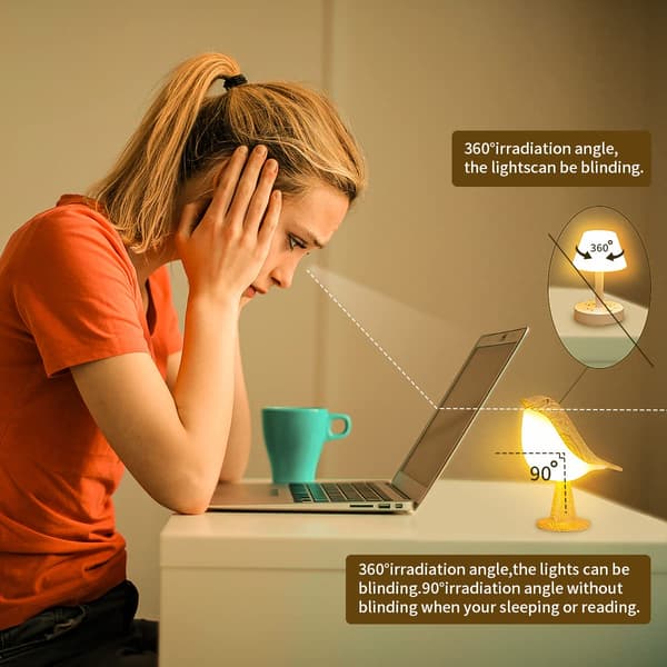 Bird Lamp with Touch Sensor, LED Table Lamp with Touch Dimmer, 3 Brightness Levels, Rechargeable