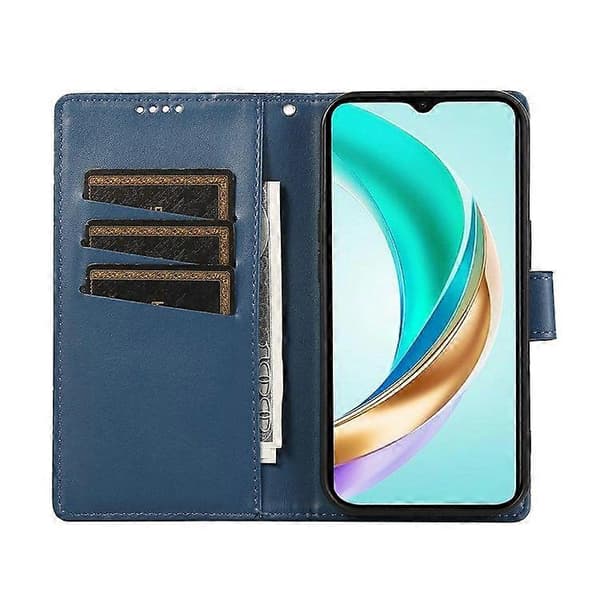 För Honor Magic7 Lite 5G Telefonfodral Linjeavtryck Läder Plånboksfodral Blue