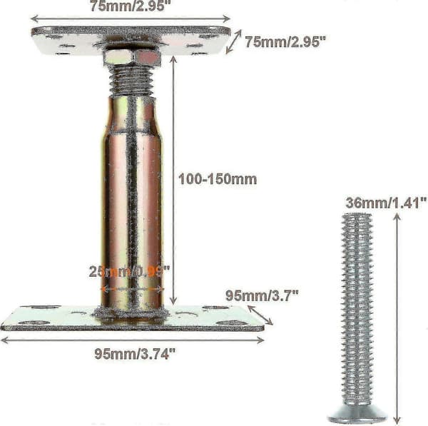 Förhöjt takstöd 100-150 mm Galvaniserad Justerbar Bas Kraftig 2 st