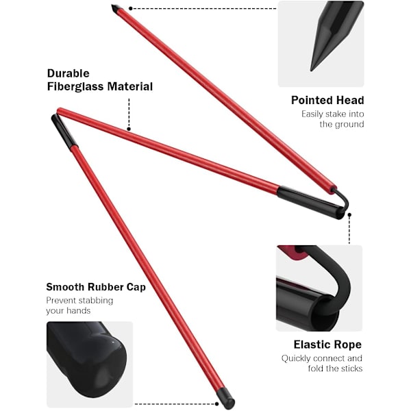 【14y】Golf Alignment Sticks - Foldable Golf Training Sticks for Aiming, Putting, Posture Correction with Clear Tube Case, Red red