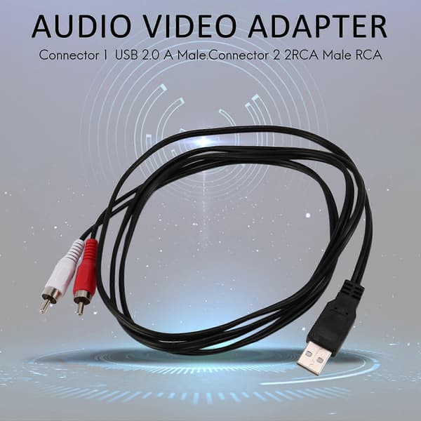 1,5M USB A hann til 2X RCA Phono hann AV-kabelledning PC TV Aux lydvideoadapter