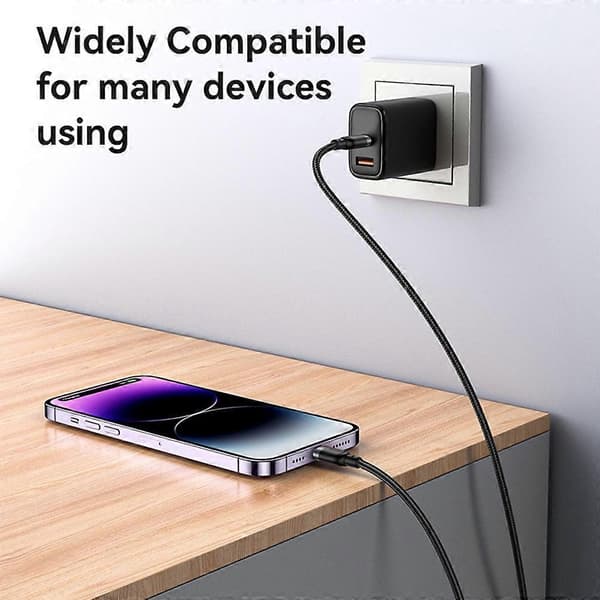 Lemonda CA187 USB-C til Lightning-kabel 27W hurtiglading datasynkroniseringskabel 0,3m