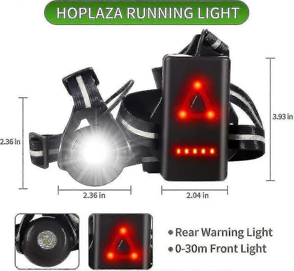 Brystlys for løping, USB oppladbart LED-brystlys, 500 lumen, 90 justerbar strålevinkel