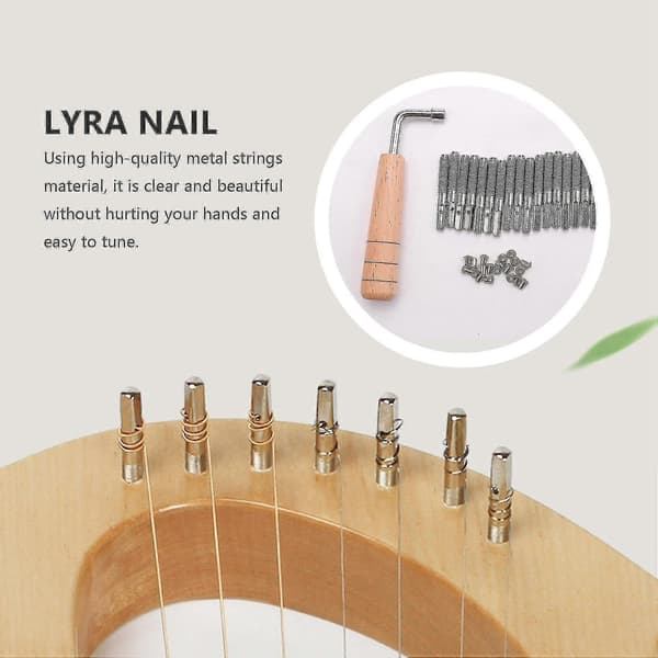 20 st lyraharpa stämningspinnar set med nitar och L-formad stämningsnyckel