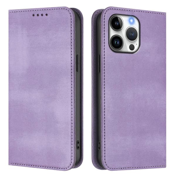 För iPhone 16 Pro Max Plånboksfodral Retro Textur RFID-blockerande Läder Telefonfodral Multicolor Light Purple