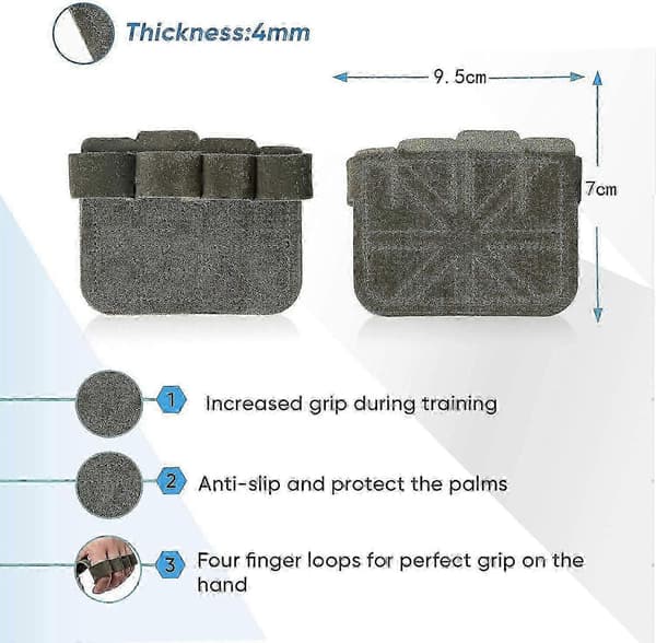 Piao 4 Finger Loop Grip Pads Handskar Tyngdlyftning Styrkelyft Marklyft Unisex Grepp