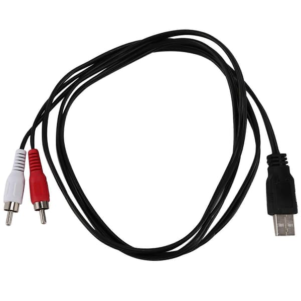 1,5M USB A hann til 2X RCA Phono hann AV-kabelledning PC TV Aux lydvideoadapter