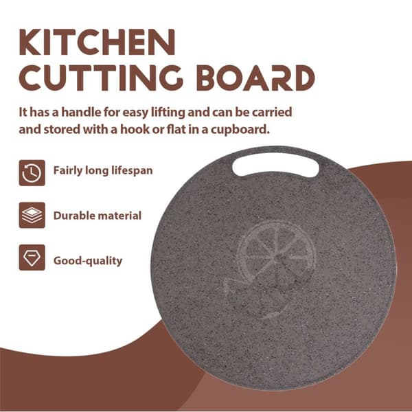Plastic Cutting Board for Kitchen, Round Baking Board, Fruit and Vegetable Cutting Board with Handle, 31 cm