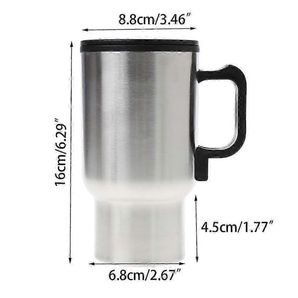 12V Rostfri Bilvärmemugg Bärbar Elektrisk Resetermos 400ml Silver
