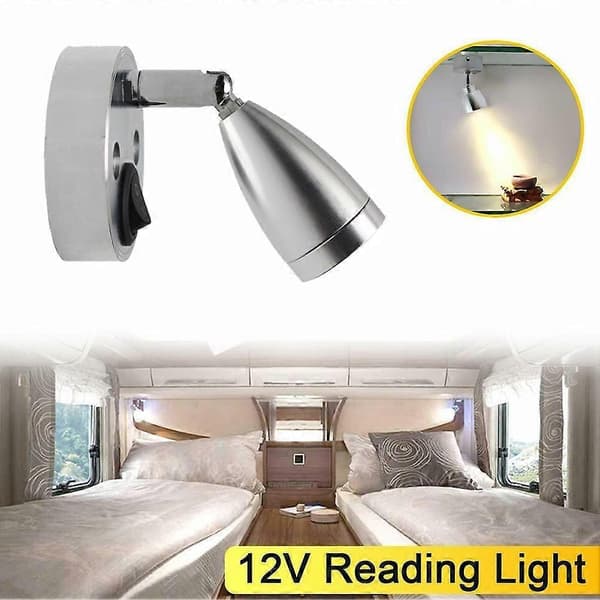 12V LED Spot Læselampe Afbryder Autocamper Van - Storbritannien silver One-size