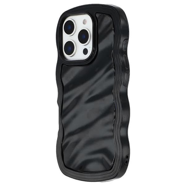 Til iPhone 16 Pro-deksel Bølget kant Støtsikkert TPU+PC-telefondeksel Multicolor Black
