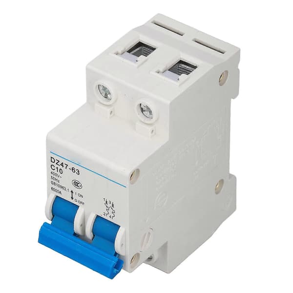 DZ47-63 C10 2P Miniature Strømafbryder 10A 400V DIN Skinne Montering Overbelastningsbeskyttelse