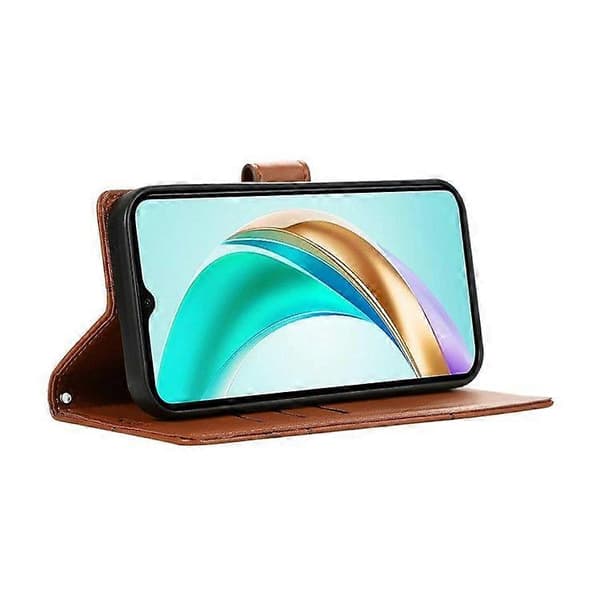 För Honor Magic7 Lite 5G Telefonfodral Linjeavtryck Läder Plånboksfodral Brown