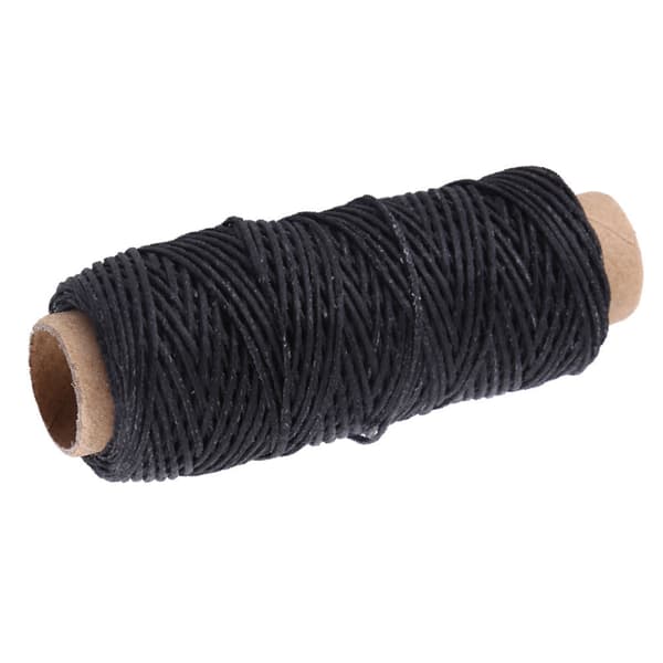 Flat sewing thread coarse braided waxed thread for leather craft repair 50m 1mm (black)