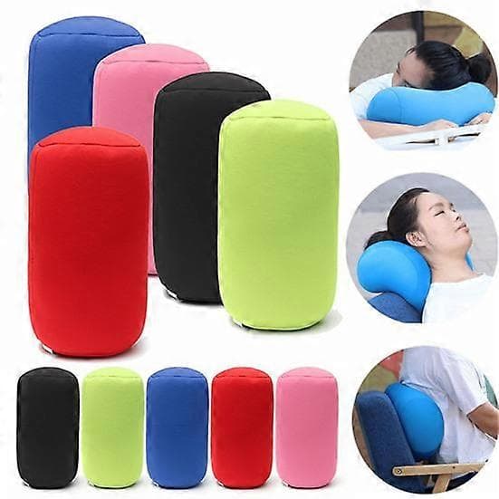 [14]Cylindrical pillow with built-in foam particles Microbead roll pillow Filled sofa pillow Sleeping pillow for bedroom Neck support Headrest Back support black