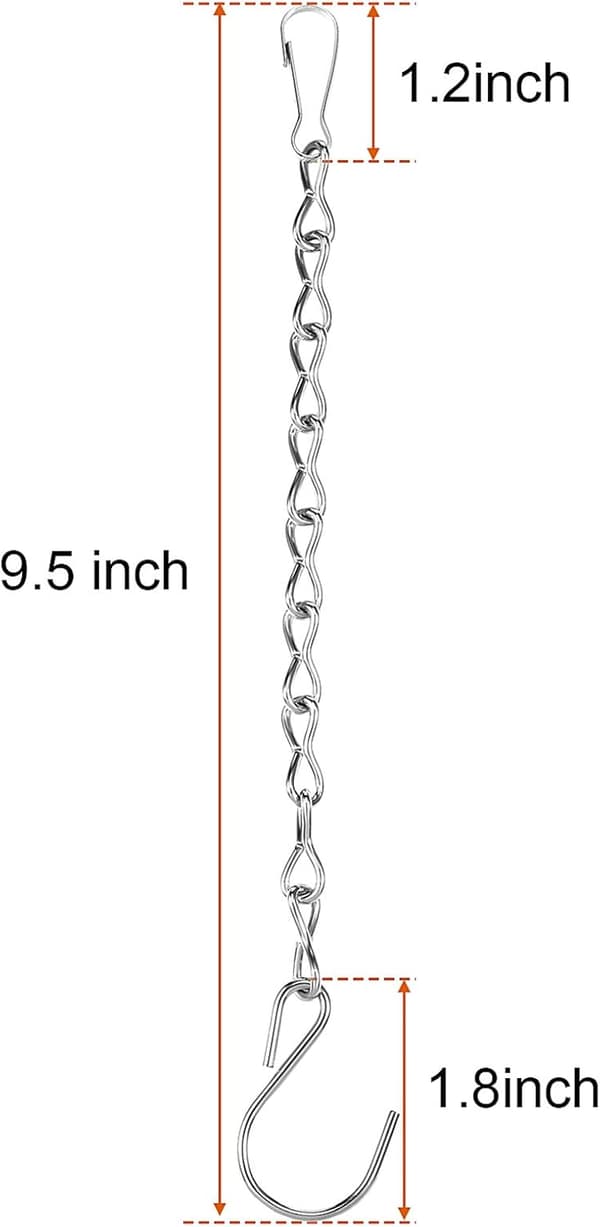 2-pak hængekæde til fuglefoderautomater, plantekasser, lanterner og ornamenter (24 cm, sort), sølv