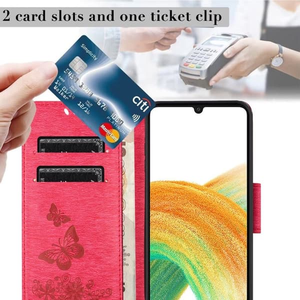 Samsung Galaxy A35 5G Cover Foldbart Stativ PU Læder - Rød