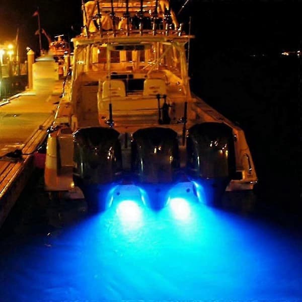 2 stk blå marine hekklys 42LED undervannsavløpslys for båter silver