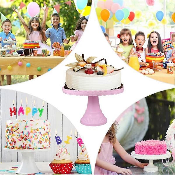 Plast dessertstativ for kakeutstilling Bursdagsfestdekorasjon 12 tommer Pink