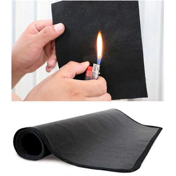 Flamsäker glasfiber eldstadsmatta Halkfri härdmatta för hemsäkerhet black