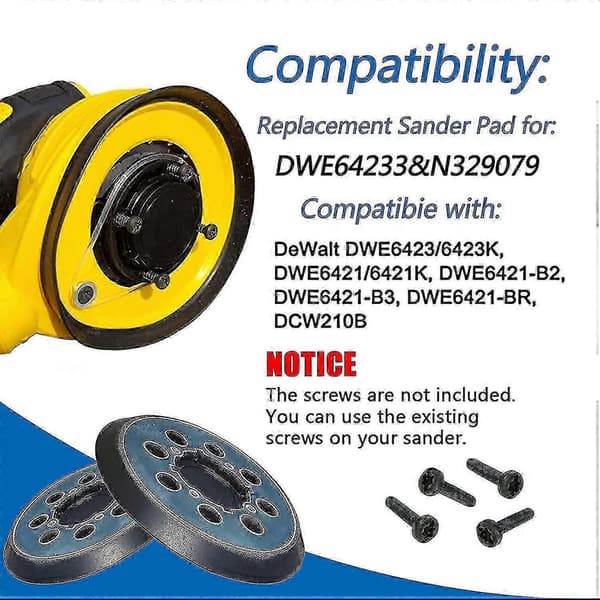 Dewalt Dwe64233 & N329079 5 tommer 8-hulls eksentersliper bakplater, 2-pakning