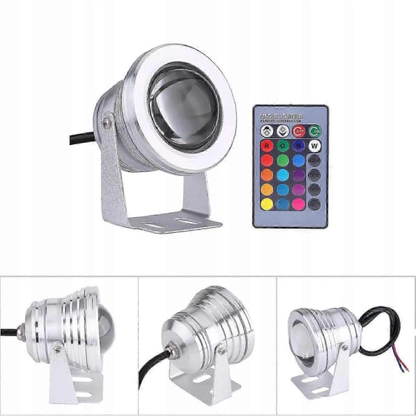 12V 10W Sølvhvid RGB Undervands Damlampe til Dekoration