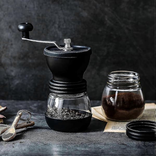 Stille manuelle kaffe- og pepperkverner laget av rustfritt stål