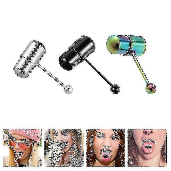 3 st tungpiercing i rostfritt stål med vibration