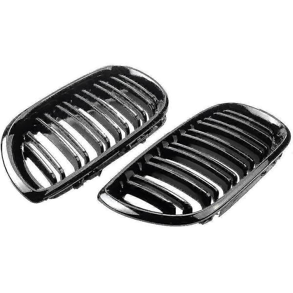 Bilfrontgrill for BMW 3-serie E46 4-dørs blank svart 2 stk