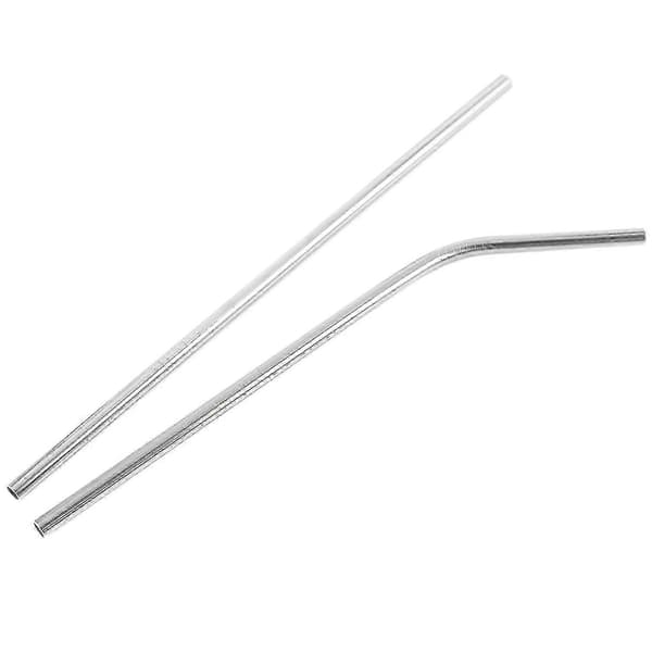 100 stk 304 rustfritt stål bøyde sugerør 215 mm x 6 mm gjenbrukbart metall silver