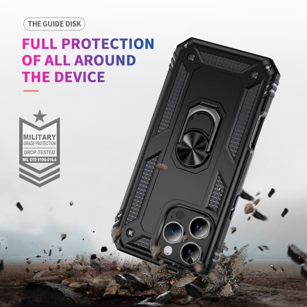 iPhone 16 Pro Max Cover Stødsikkert Hybrid Ring Sort 60