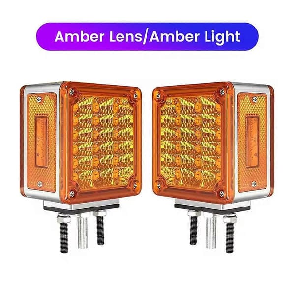 2 stk. 60LED dobbeltfladet enkeltstudsmonteret sidemarkeringslys til tunge lastbiler