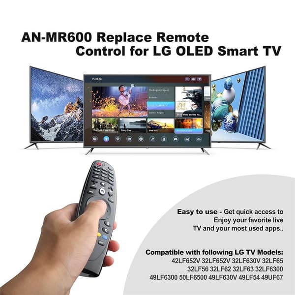 Fjärrkontrollsbyte AN-MR600 för LG TV (ej röststyrning, ej Magic Remote) Svart black