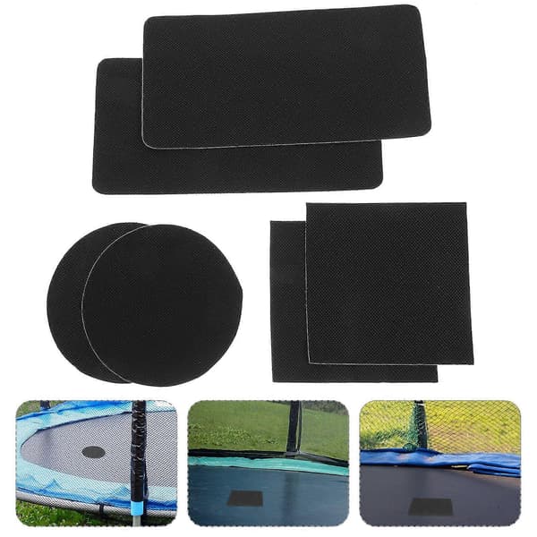 6 Sets Self-Adhesive Trampoline Patch Kits Round Square Rectangular Patch Kits for Hole Repair B Black Black 20.00X10.20X0.01CM