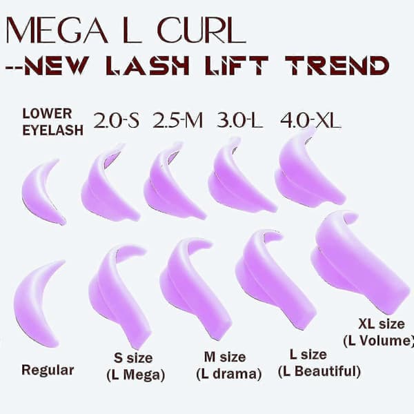 Vipper Løft Pad Skjold, DIY Øyenvippe Løft Pads, Mega L Curl Perm Rod Roller Med 5