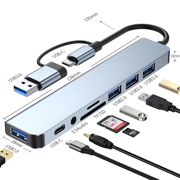 8-i-1 Type-C Hub Adapter til Bærbare Computere - Model 2218TU 62