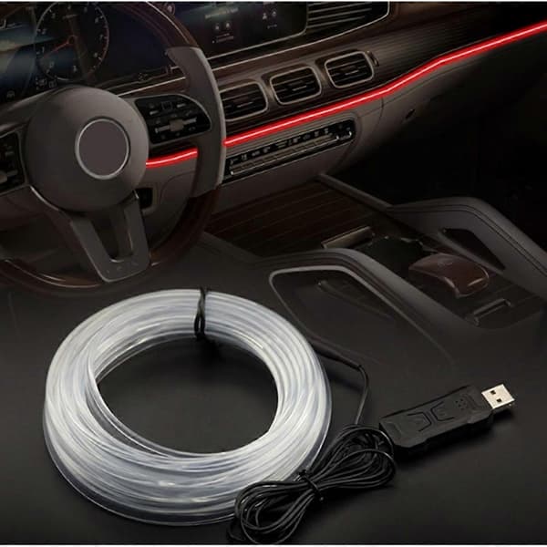 Bilinteriør Ambient Belysning USB Stemmestyret LED Ambient Lysstrimmel Fleksibelt Neonlys til Auto Interiør Deco