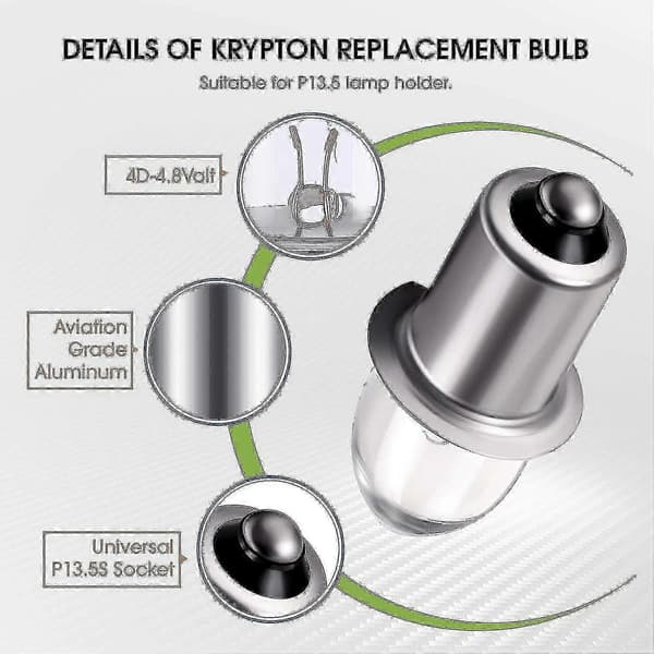 Krypton lommelyktpærer 6V 4.8V 0.75A bajonettbase erstatning 3 stk 3