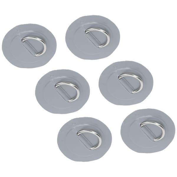 6 stk. PVC D-ring Patch Elastisk Tau Sett Rustfritt Stål Elastisk Snor Grå